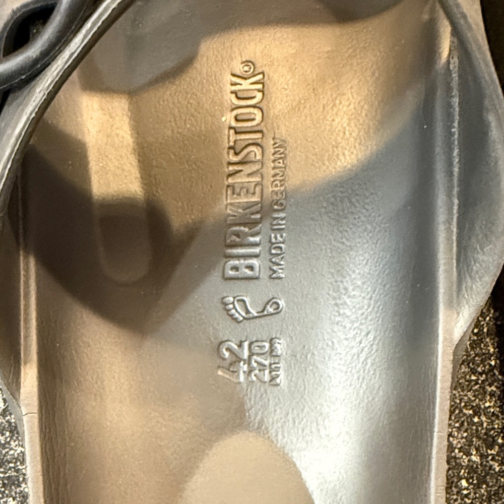 Birkenstock Metallic Silver Double Strap Slide - size 11 - Picture 2 of 6